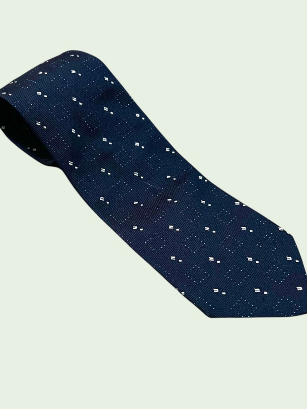 Ermenegildo Zegna 100% Silk Neck Tie 57x4 Navy Blue Geometric Made in Italy